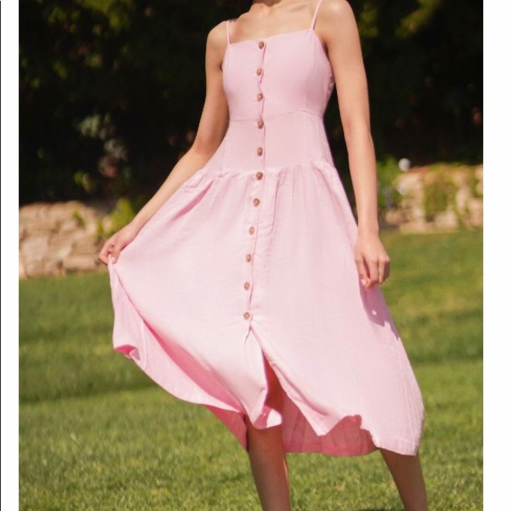 Urban outfitters pink linen dress